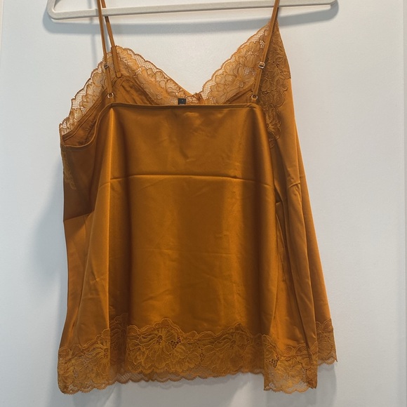 NWT Satin Lace Trim V-Neck Downtown Cami - mustard yellow - Picture 9 of 9